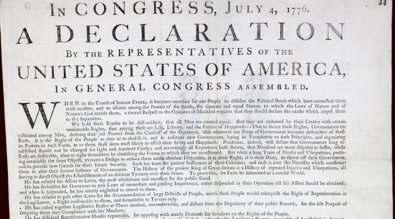 Rare Copy Of The US Declaration Of Independence To Be Displayed In London