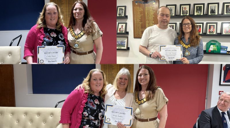 Mayor Recognises Three Local Champions and Presents Over £3,000 Between Chosen Charities at Civic Reception